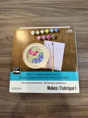 Artist's Loft Paint-By-Number Framed Mini Kit - Butterfly Design - Multicolor